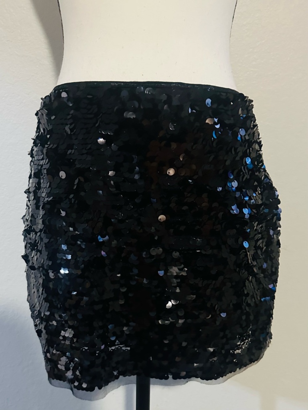 Black Sequin Mini Skirt - with shorts underneath Sleek Evening Layer